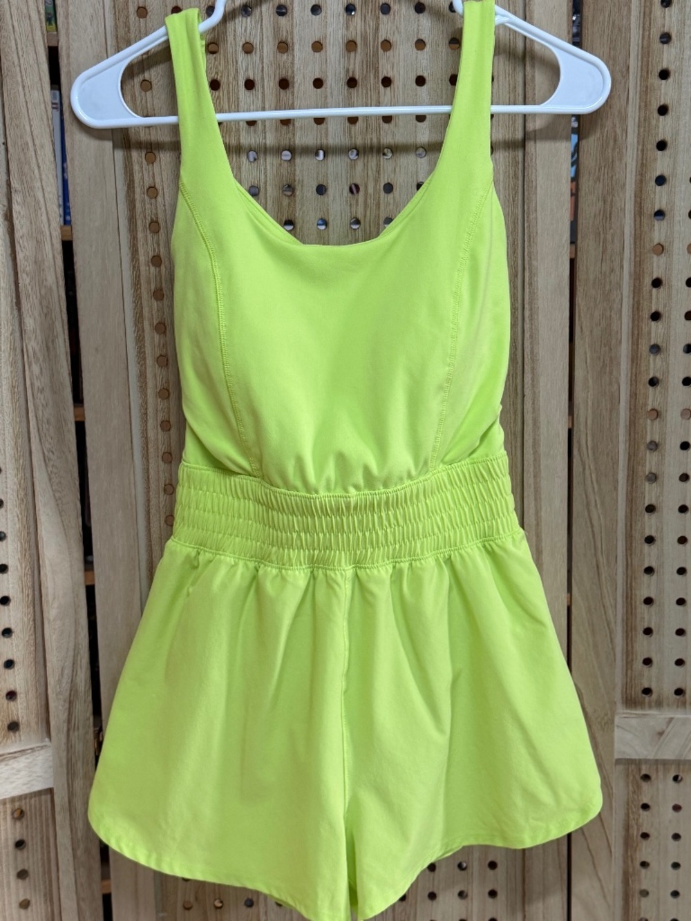 Neon Green Athletic Romper Open Back Built In Shorts Athleisure S